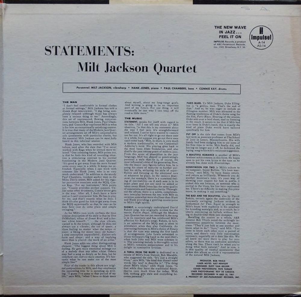 Milt Jackson - Statements - US OG Impulse Stereo