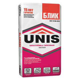 Шпатлевка гипсовая Юнис Блик белый 25 кг