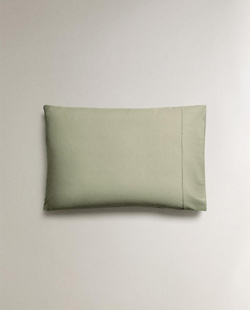 ZARA HOME НАВОЛОЧКА ИЗ ХЛОПКА ПЕРКАЛЬ (300 НИТЕЙ), СВЕТЛО-ЗЕЛЕНЫЙ