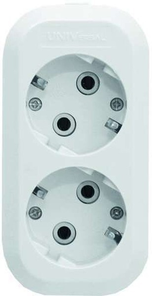 Колодка удлинителя 2-м с заземл. АБС-пластик белый