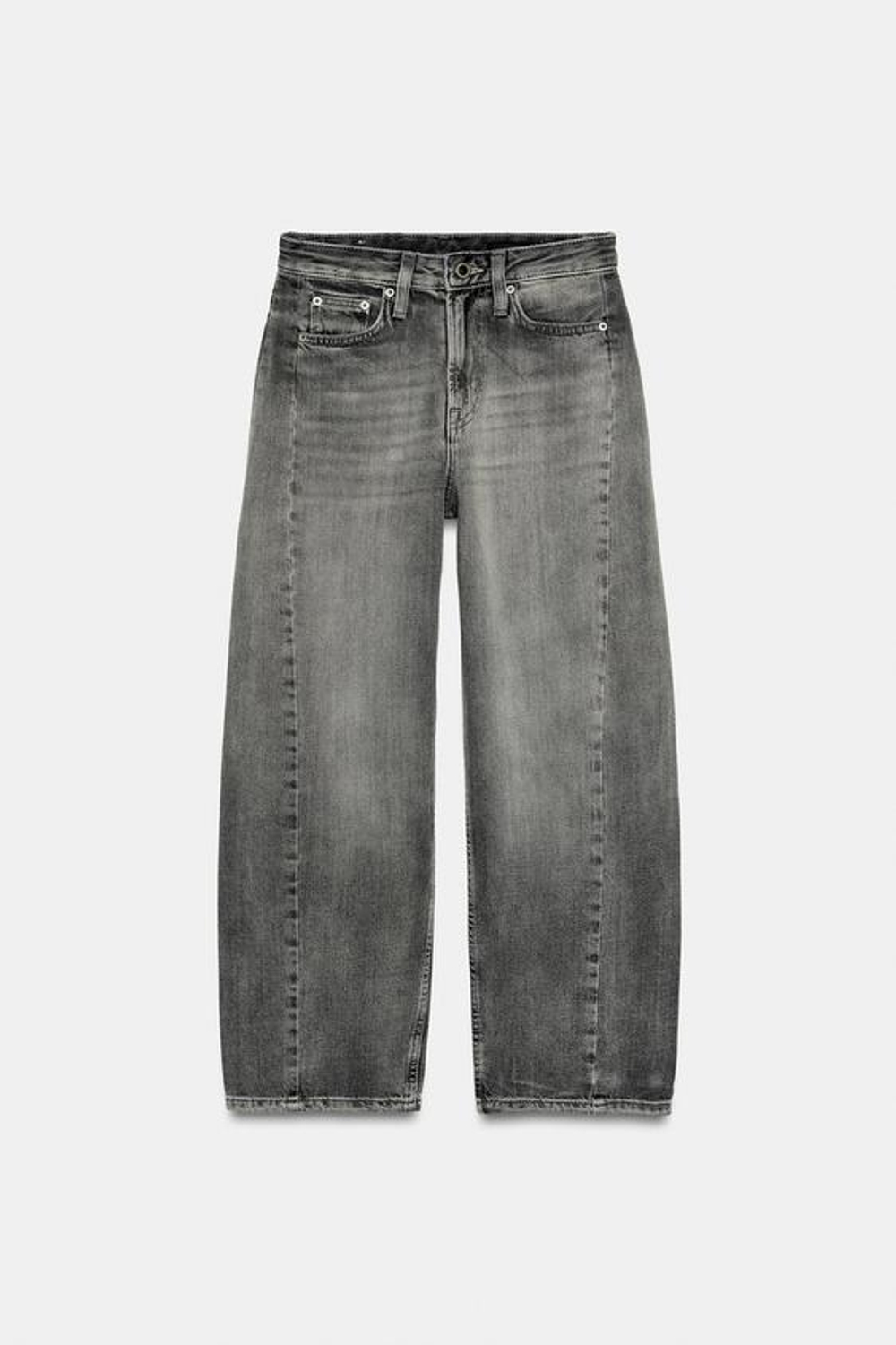 ZARA ДЖИНСЫ ZW COLLECTION ANKLE RELAXED СО СРЕДНЕЙ ПОСАДКОЙ, СЕРЫЙ