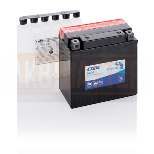Аккумулятор для мототехники 9 Ач L+, EXIDE AGM-Dry Technology ETX9C-BS