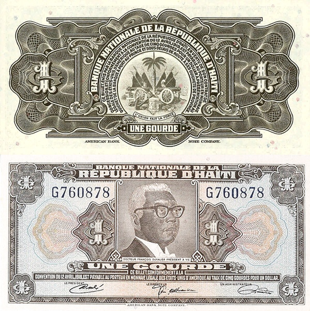 Гаити 1 гурд 1919 Президент д-р Франсуа Дювалье UNC