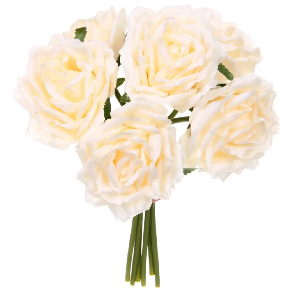 Цветы искусственные «Нежная роза» букет 6шт 24см чайные