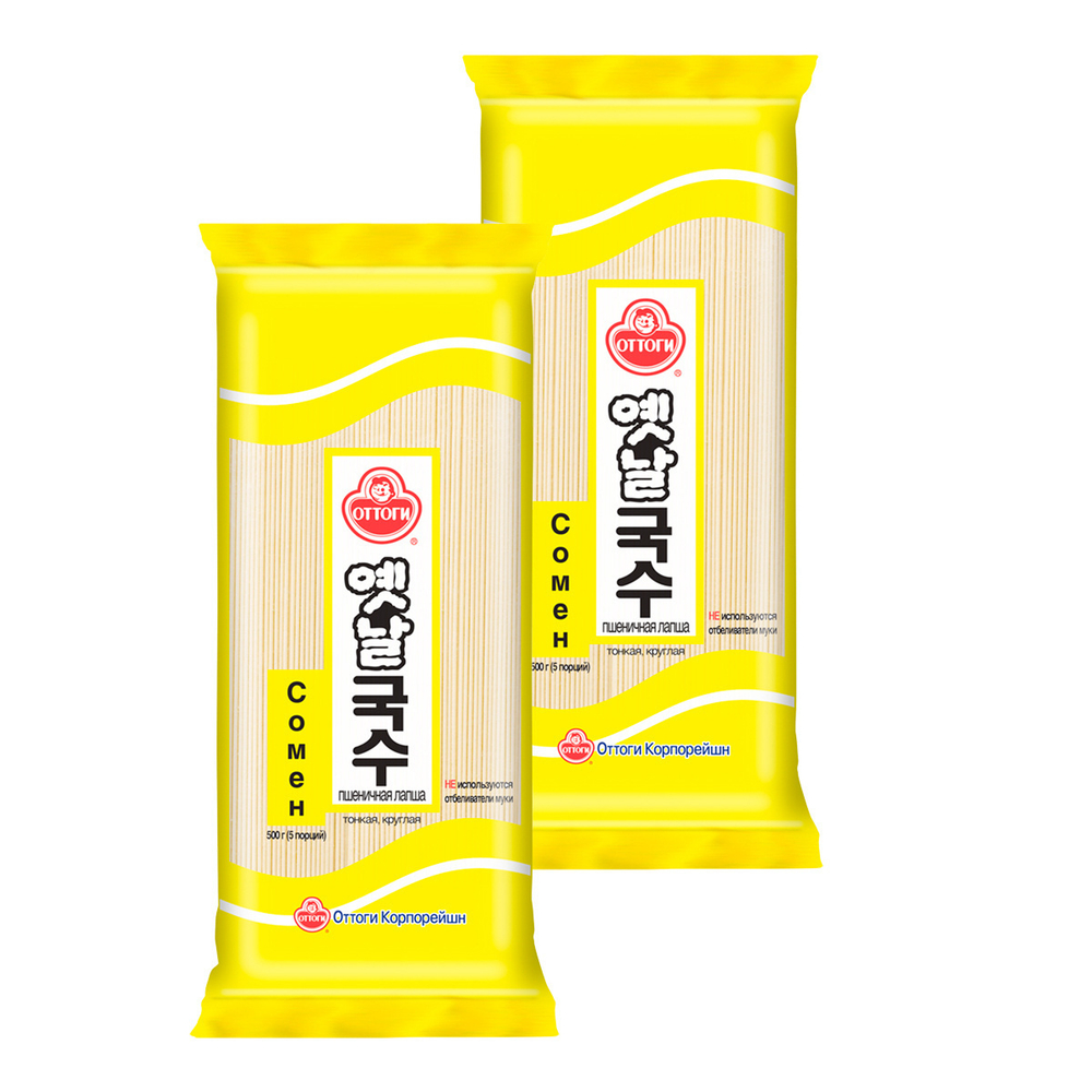 Тонкая пшеничная лапша "Сомен", OTTOGI, Корея, 900г. х 2 шт.