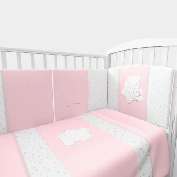 Набор в кровать для новорожденных Lollycottons Maks Bear, Розовый