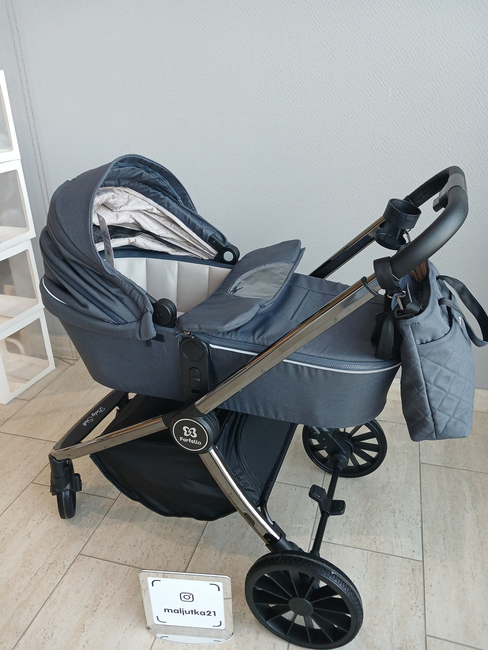 Коляска модульная  3в1 Baby shell (Dark Grey/Black chrome BBS-009)