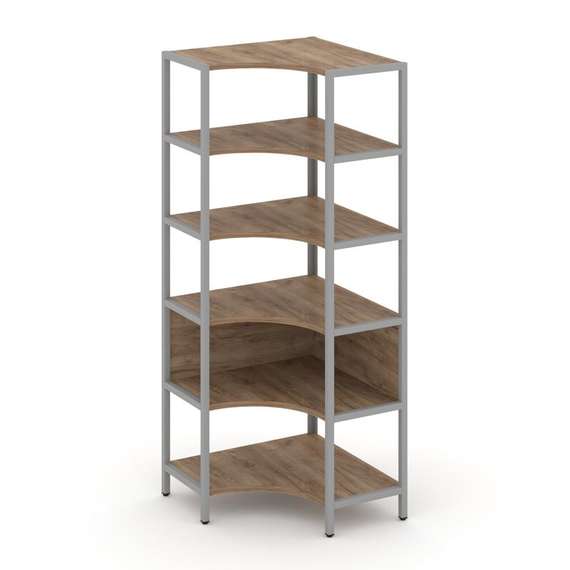 Shelf System Односекционный угловой стеллаж пятиярусный SN.STMU-511 Дуб Табак/Металл Серый 810*810*1