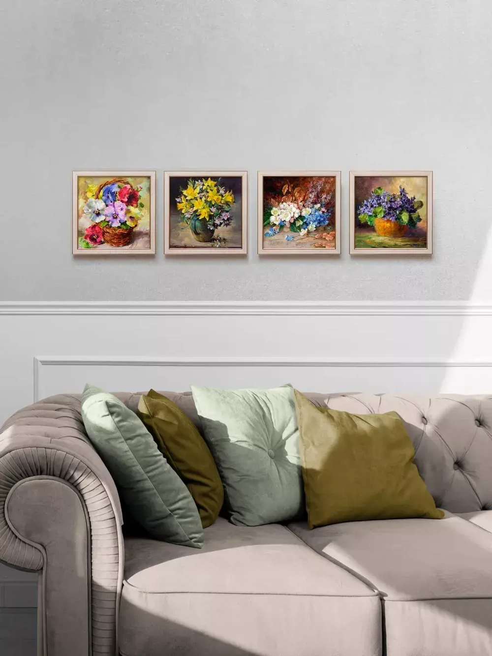 Картины на стену интерьерная на холсте 4 шт, 23*23 см