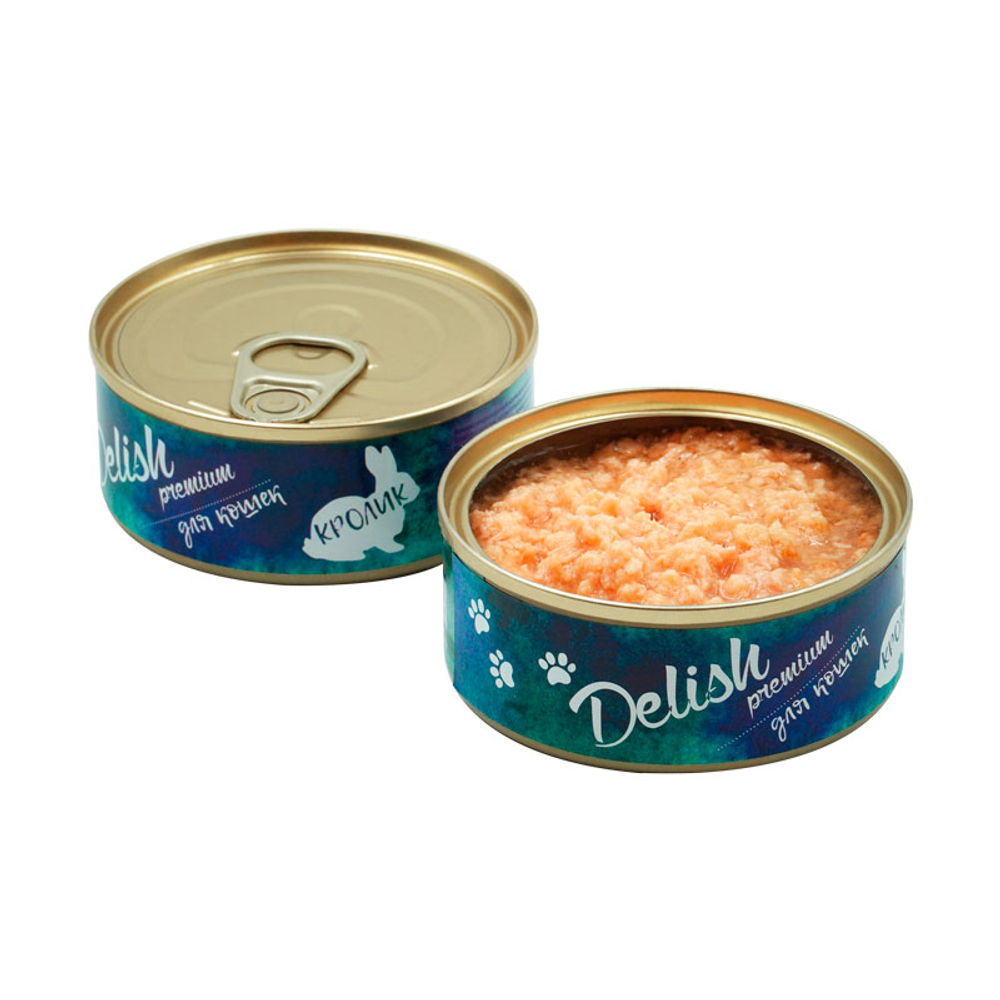 Консервы DELISH Premium для кошек с мясом кролика - 100 гр