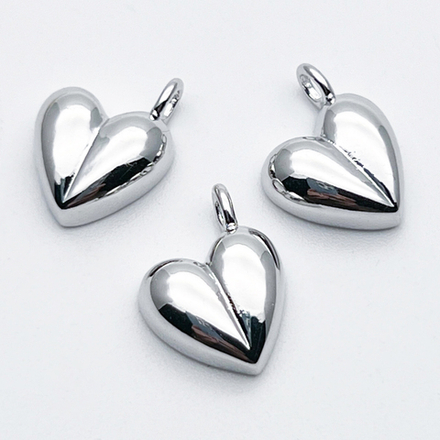 Подвеска Сердце, цвет серебро (родий), размер 14*10 мм, цена за 1 шт