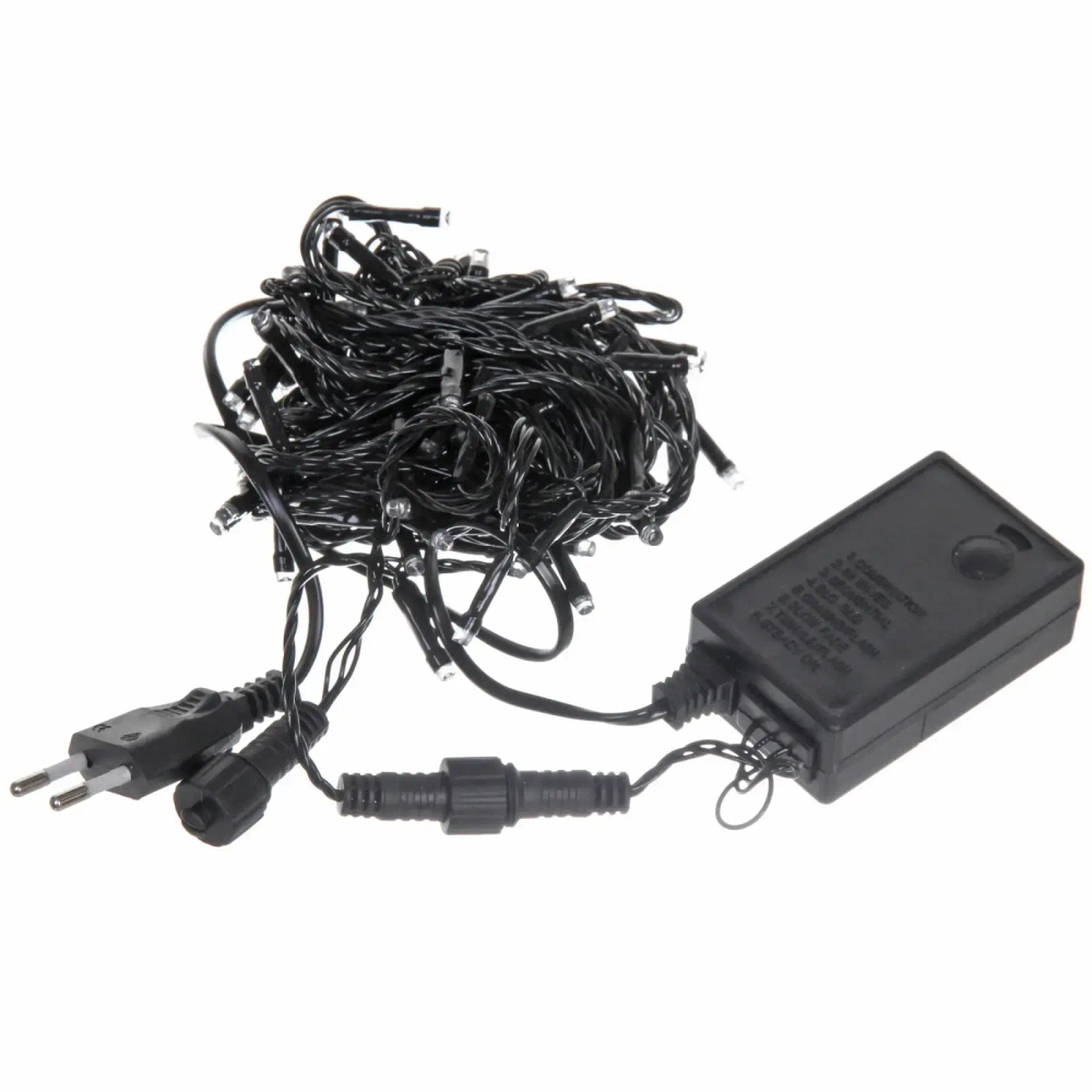 Гирлянда для улицы 7м 80 ламп LED чёрный провод, 8 реж, IP-54, Синий (возможность соединения)