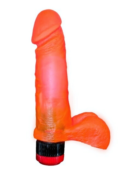 Гелевый вибратор в форме фаллоса с мошонкой (16 см) (Цвет: розовый)