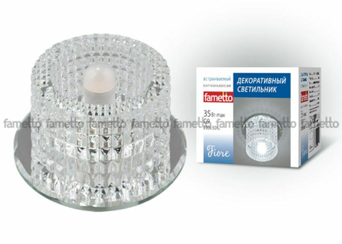 DLS-F110 G9 GLASSY/CLEAR Светильник декоративный встраиваемый ТМ Fametto, серия Fiore. Без лампы, цоколь G9. Основание стекло, цвет зеркальный. От