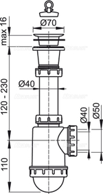 Сифон для мойки AlcaPlast A442-DN50/40