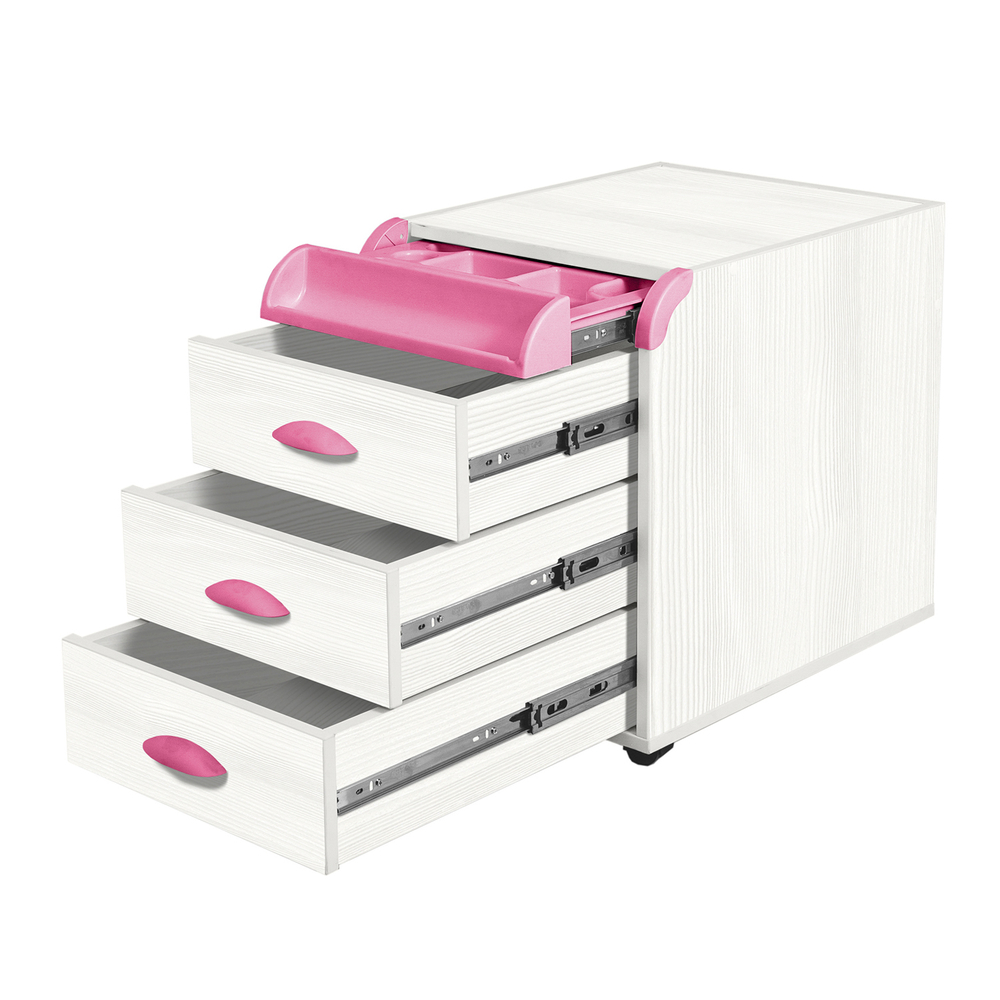 Тумба Дэми на колёсиках с 3 ящиками и органайзером для канцелярии (ТУВ.06)