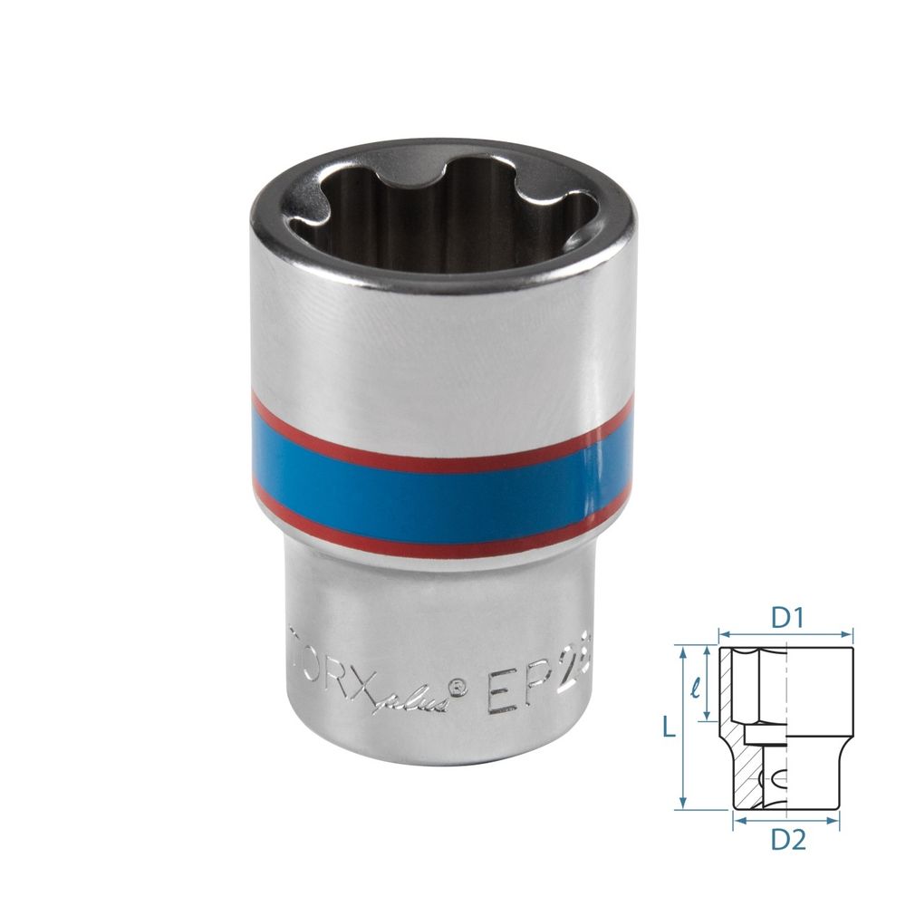 KING TONY (433E28M) Головка торцевая TORX Plus 1/2", EP28, L = 45 мм