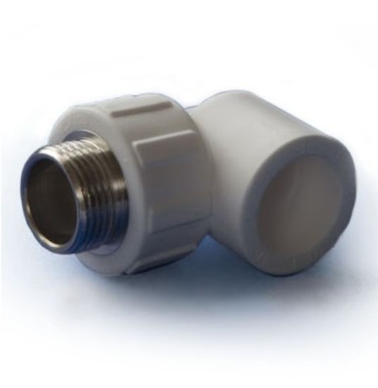 Угольник Политэк 25x1/2" НР с наружной резьбой комбинированный полипропиленовый