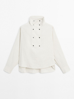 Massimo Dutti Рубашка из струящейся ткани с пуговицами на груди, белый