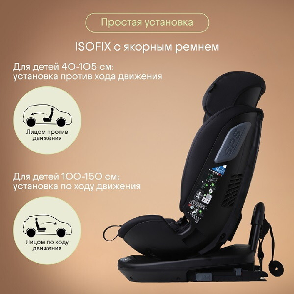 Детское автокресло Kidzi Spin plus 360 i-SIZE KDZ08B черный