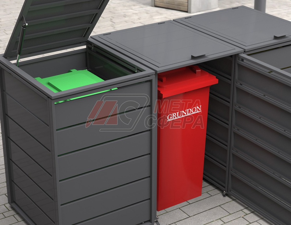 Ограждение для мусорных баков Рига 3 секции