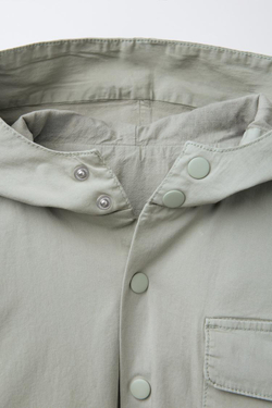 ZARA КУРТКА С КАПЮШОНОМ И ЛОГОТИПОМ, СВЕТЛО-БЕЖЕВЫЙ