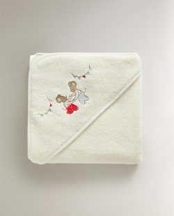 Zara Home Детское полотенце с капюшоном из хлопка, бежевый, 80x80 см · 4698/423