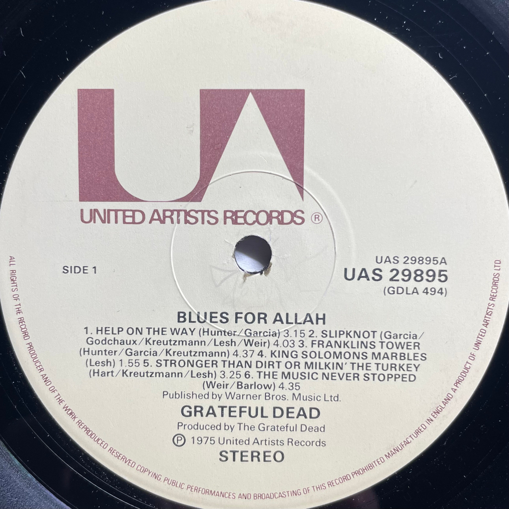 The Grateful Dead ‎– Blues For Allah (Англия 1975г.)