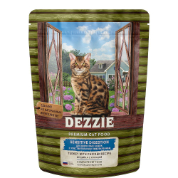 1DEZZIE Sensitive Digestion Cat Сухой корм для взрослых кошек с чувствительным пищеварением 400г Инд