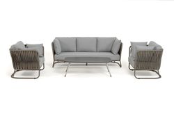 "Багамы" лаунж-зона 5-местная плетеная из роупа (веревки), каркас алюминиевый бежево-серый, роуп серо-коричневый