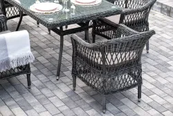 "Амароне" обеденная группа из искусственного ротанга на 6 персон, цвет графит