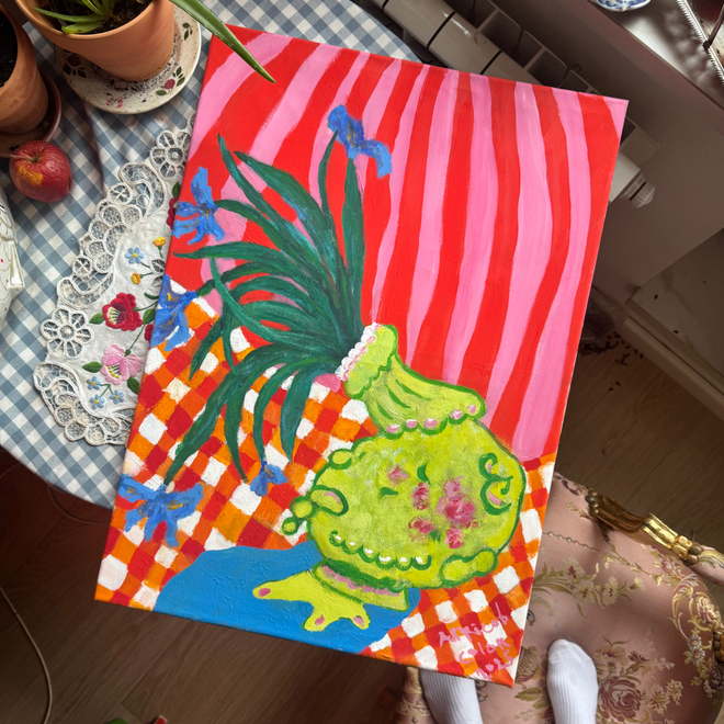 Кривой самовар с ирисами