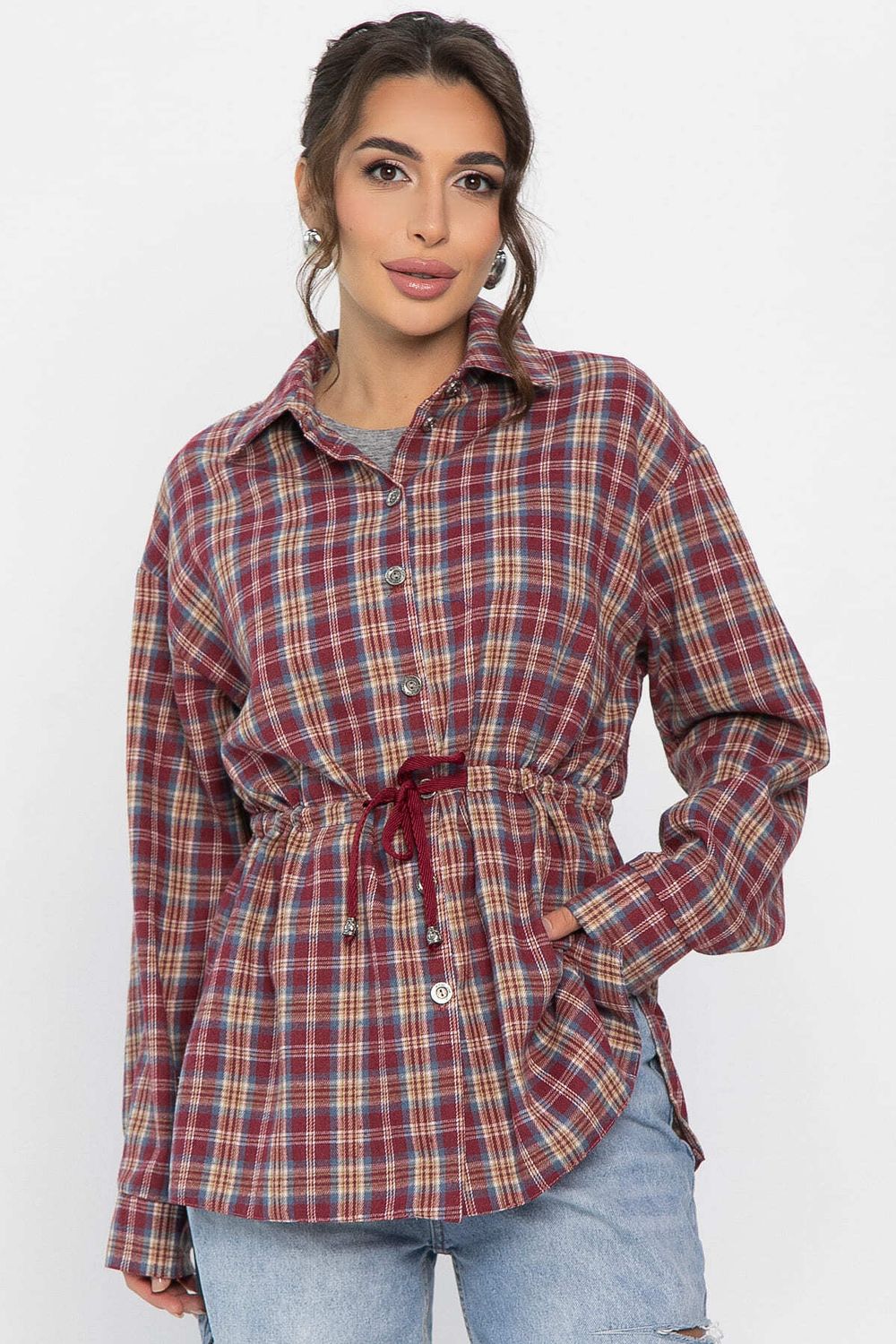 Рубашка хлопковая Джанет (винный) Б14274-4М LT Collection