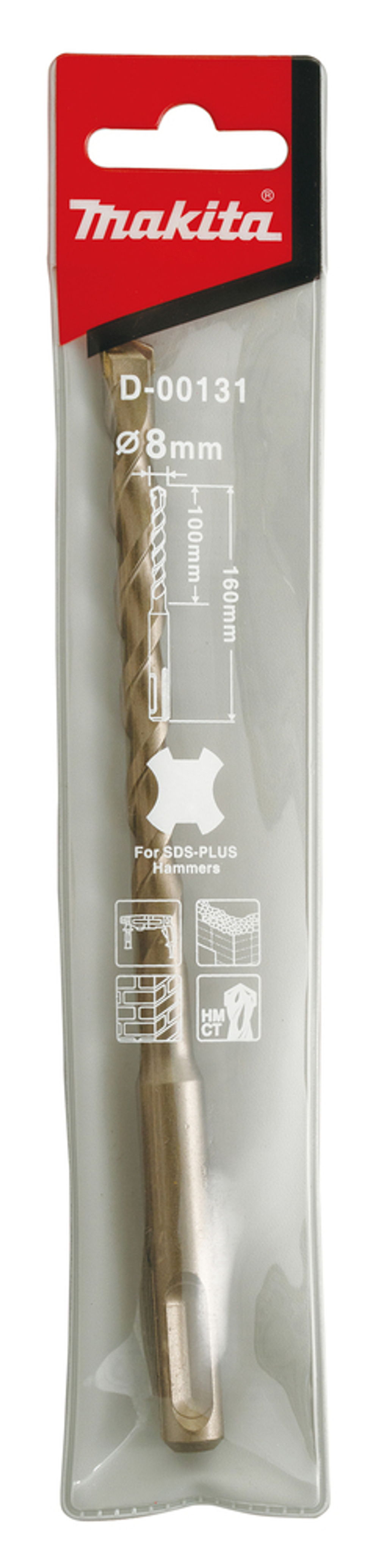 Бур SDS-PLUS 8x100x160 Makita D-00131 T.C.T SDS-PLUS 8 x 160 мм 2 режущие кромки