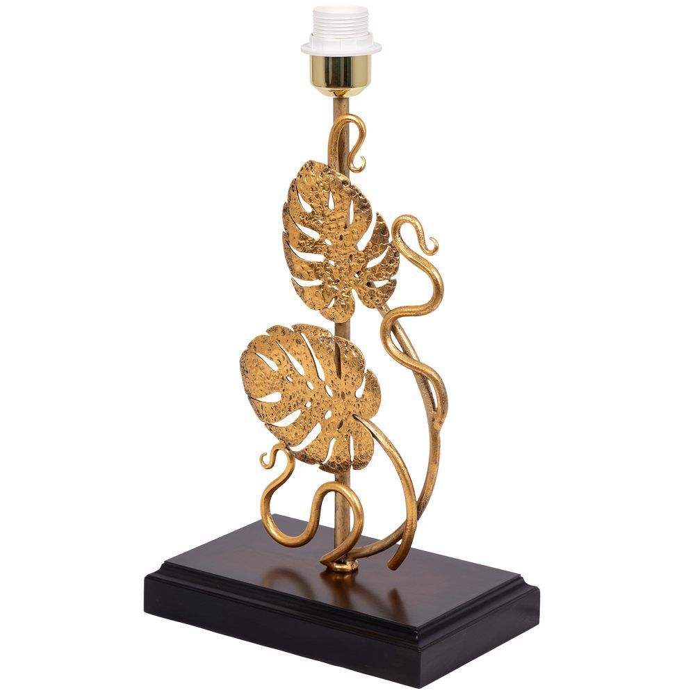 Настольная лампа Monstera Deliciosa (Монстера) Каштан Амбер с абажуром Vintage Белый