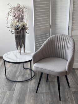 Стул ШЕЛЛ 360 град. поворот. B22 Серый, велюр / черный каркас, М-City