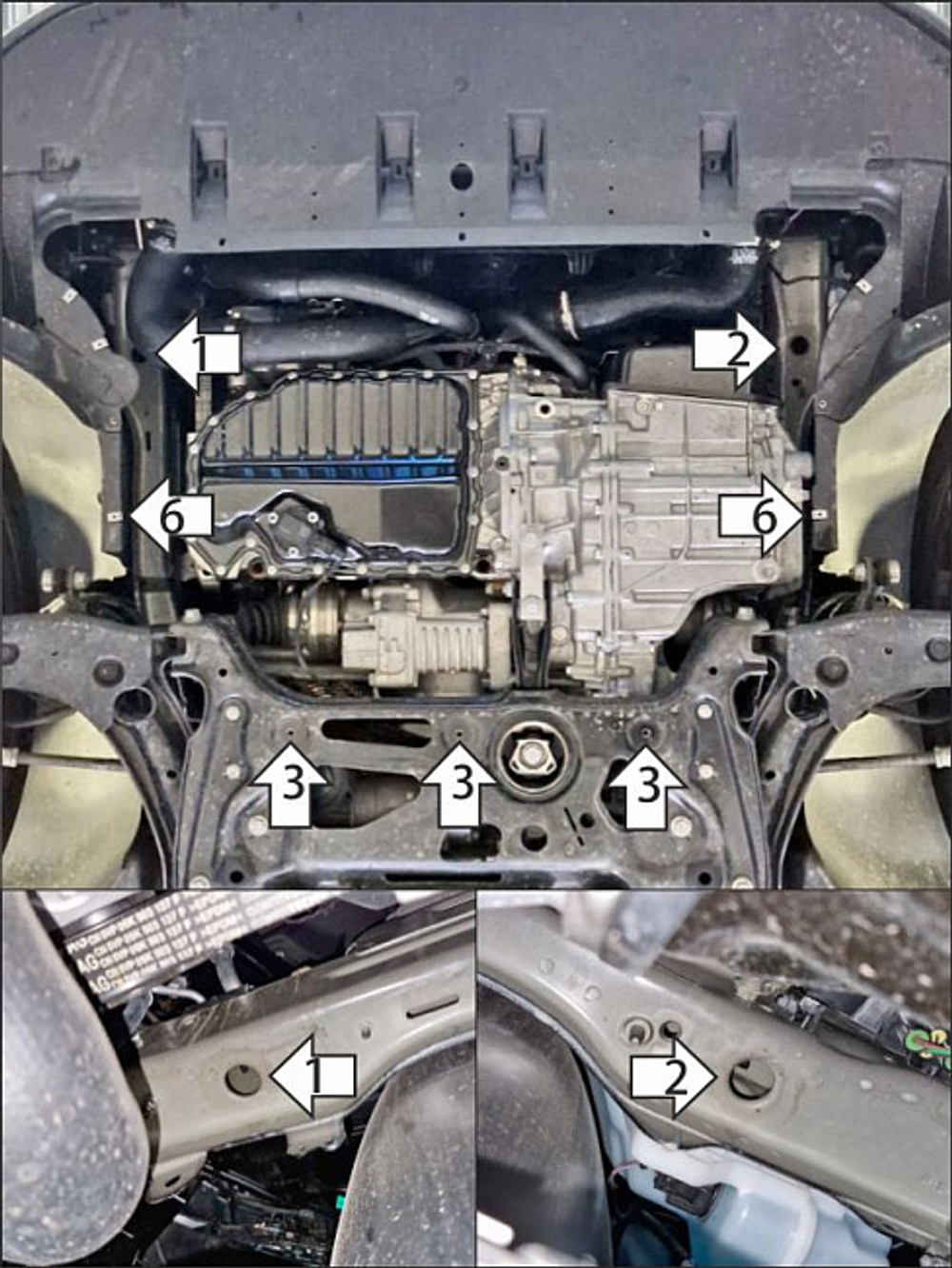 Защита картера двигателя, КПП. 2 мм, Сталь. для Volkswagen Tiguan L Pro 2024-н.в., Motodor.72709