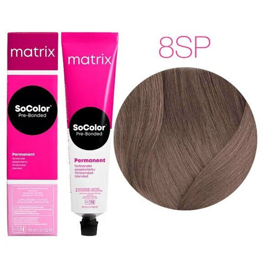 Matrix Краска для волос SoColor Pre-Bonded 8SP Светлый блондин серебристо-жемчужный 90 мл.