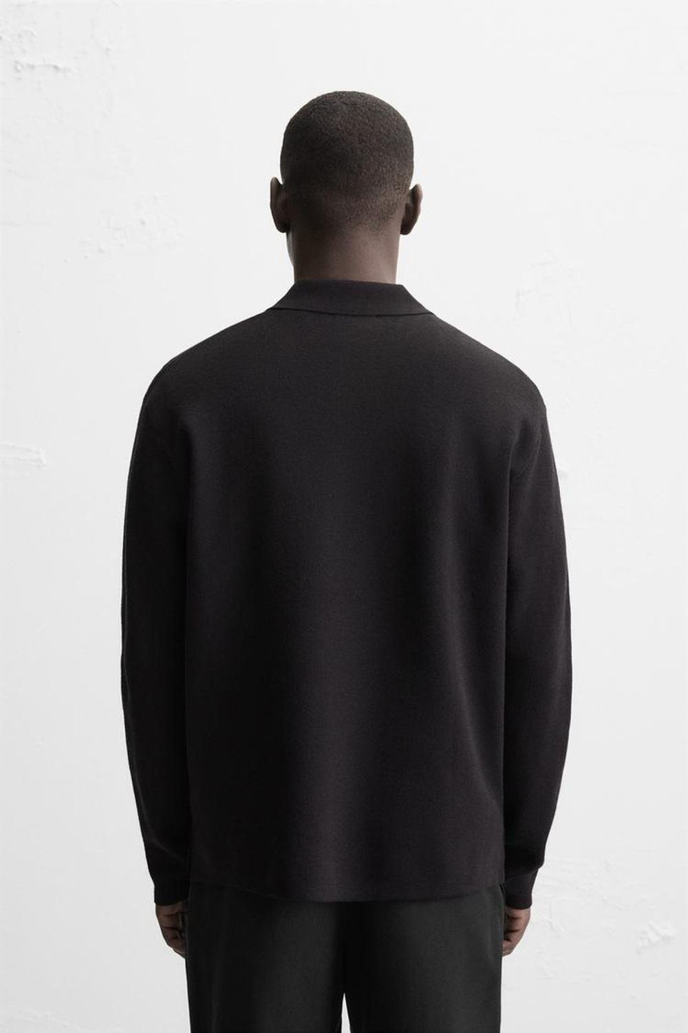 ZARA МЯГКОЕ ТРИКОТАЖНОЕ ПОЛО, ЧЕРНЫЙ