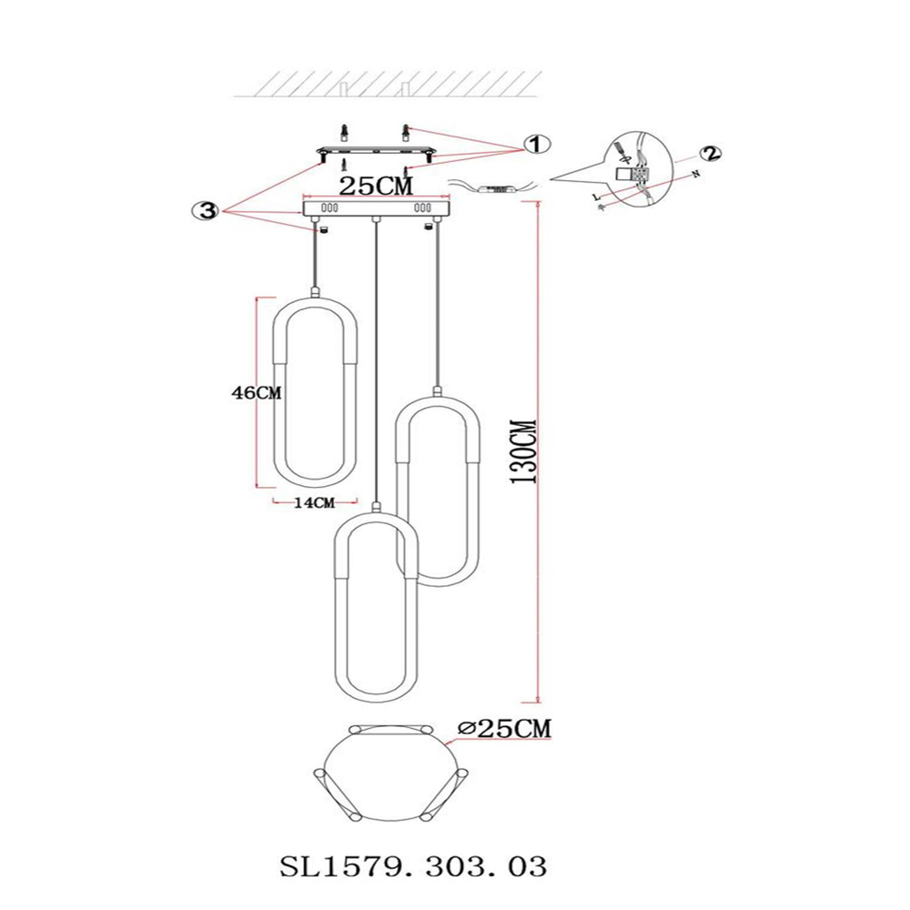 SL1579.303.03 Светильник подвесной ST-Luce Латунь/Латунь, Белый LED 3*14W 3000K