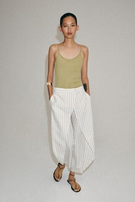 ZARA БРЮКИ-ПАРЕО В ПОЛОСКУ ИЗ СМЕСОВОГО ЛЬНА — ZW COLLECTION, ПОЛОСКИ