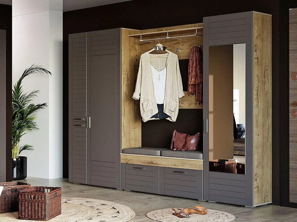 Прихожая Livorno 1 /дуб бунратти / софт графит