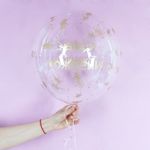 Шар (18''/46 см) Deco Bubble, Золотые короны, Прозрачный, Кристалл, 1 шт.
