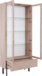 Шкаф-витрина дизайнерская 2 двери Виби 185х85х31 из дуба в стиле лофт, на металлических ножках