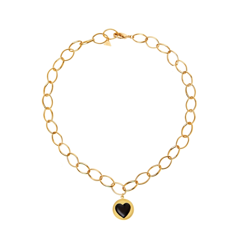 Колье Золотое Чёрное Сердце