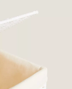 ZARA HOME ПРЯМОУГОЛЬНАЯ КОРЗИНА ДЛЯ БЕЛЬЯ С ТЕКСТИЛЬНОЙ ПОДКЛАДКОЙ, БЕЛЫЙ