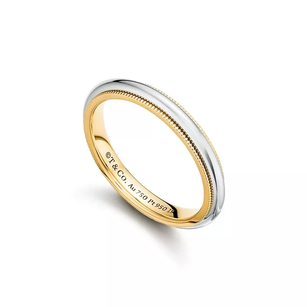 Кольцо из платины и жёлтого золота 18k,Tiffany 💠Together milgrain. В наличии