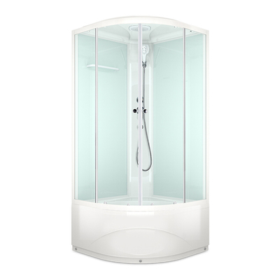 Душевая кабина MELODIA CLASSICA 90х90х218мм высокий поддон, белые стенки с крышей, прозр.стекло, бел.профиль,смесителем и аксессуарами MB01010