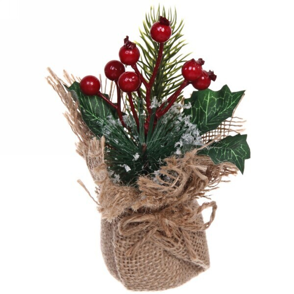 Композиция новогодняя «Алые бусины», 15*5 см