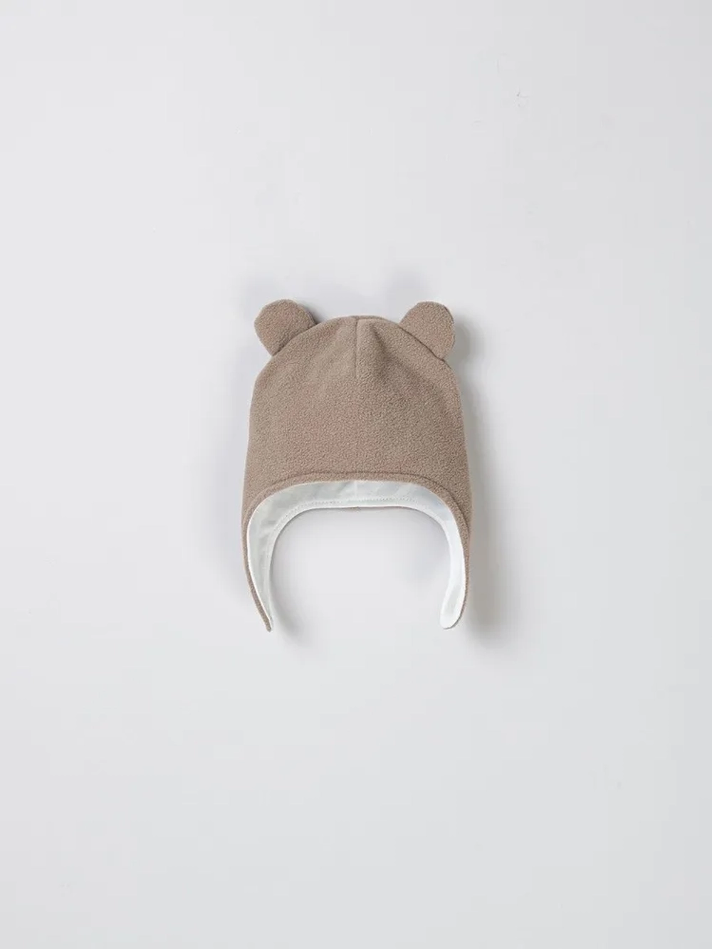 Шапка флисовая с ушками "Кофейный" 0+